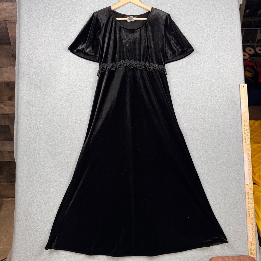 Molly Malloy Dress Womens 8 Black Velvet Maxi Empire Waist Tie‎ Back Maxi Formal